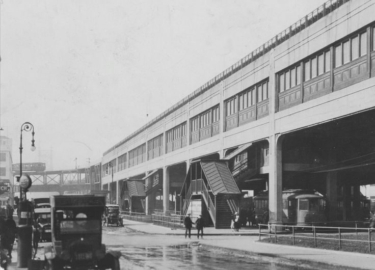 Historic Long Island City elevated train station, early 1900s
